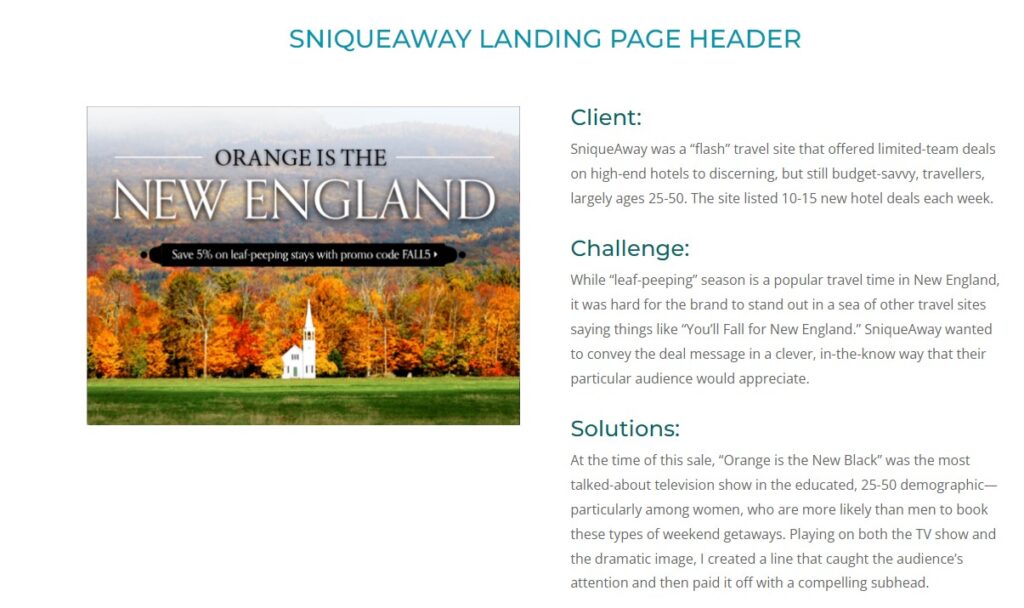 Photo of New England travel website